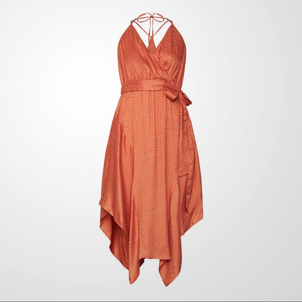 Dotted Satin Wrap Dress